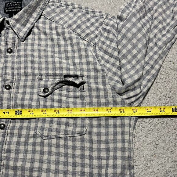 Lucky Brand Flannel Shirt Mens Large Plaid Snap Lightweight Biker Grunge Skate - Picture 5 of 9